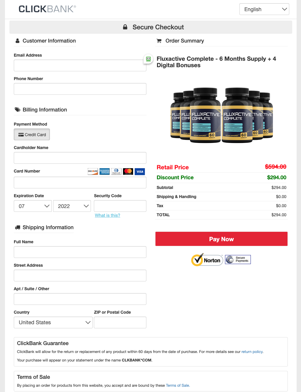 fluxactive Order Page